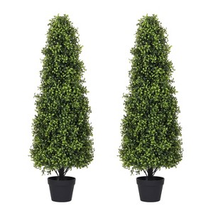 poetree 2.5/3/4 ft Artificial Topiary Boxwood Tree, Faux Shrub in Pot for Indoor/Outdoor,Home Decor - 1 of 4