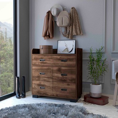 SKRAN Simple Dresser, 5 Drawer Bedroom Storage Cabinet with One Double Drawer and Four Single Drawers and Handles for living rooms