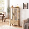 NicBex 51.6"H Vintage Style Sideboard,Kitchen Storage Cabinets with 2 Glass  Doors and a Large Drawer,Cherry/Oak/White - 2 of 4