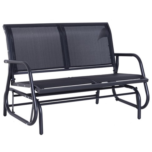 Outsunny 2 Person Outdoor Glider Bench Double Rocking Chair Loveseat W Armrest For Patio Garden Yard Porch Black Target - 2 Person Patio Glider Loveseat Rocking Chair Bench