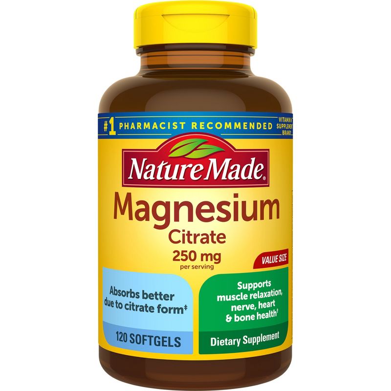 Nature Made Magnesium Citrate 250mg Muscle, Nerve, Bone & Heart Support Supplement, 1 of 12