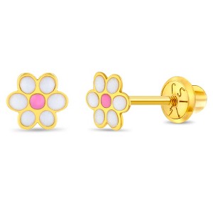 Girls' Enamel Daisy Screw Back 14k Gold Earrings - In Season Jewelry - 1 of 4