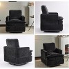 Karl Home Modern Comfy Upholstered Armchair with Back Pillow, 360 Degree Square Swivel Barrel Accent Chair for Living Room Black - 2 of 4