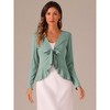INSPIRE CHIC Women's Tie Front Long Sleeve Crop Ruffle Knit Cardigan Sweaters - 3 of 4