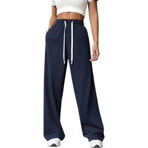 PINSPARK Wide Leg Sweat Pants for Womens High Waisted Baggy Sweatpants Casual Drawstring Workout Pants with Pockets - 1 of 4