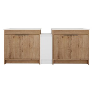 SEVOBAL Bathroom Vanities 84 Inch Freestanding Vanity with Ceramic Sink and Soft Closing Door for Bathroom, Brown, 83.6"*18.31"*34.25" - 1 of 4