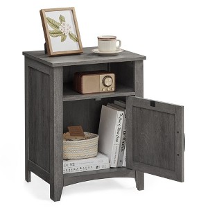 VASAGLE Farmhouse Nightstand with Barn Door, Bedside Table with Storage, Side End Table, Night Stand with Open Compartment - 1 of 4