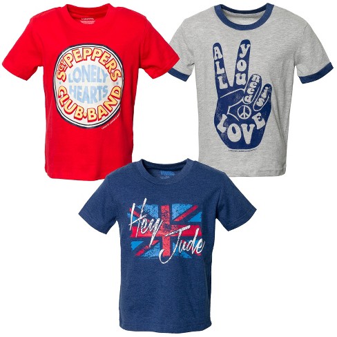 Lyrics by Lennon and McCartney Big Girl Boy Kids 3 Pack T-Shirts Sgt  Peppers Lonely Hearts Club Band / Hey Jude 14-16