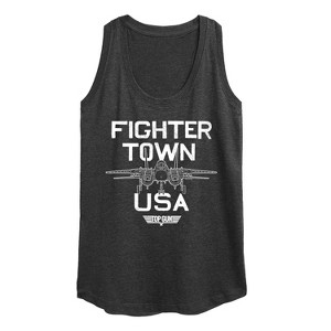 Women's Top Gun Property Of Fighter Town Graphic Racerback Tank - Heather Charcoal - Medium - 1 of 4