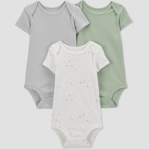Burt's Bees Baby® Organic Cotton 5pk Short Sleeve Bodysuit Set - Heather  Gray Preemie