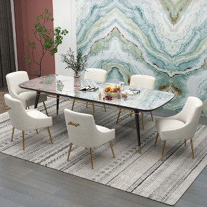 SEYNAR Velvet Upholstered Dining Chair Set of 6, Modern Glam Armless Side Chair - 1 of 4