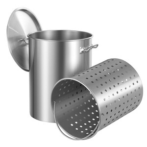 VEVOR Stainless Steel Stockpot, 36 Quart Cooking Pots, Cookware Sauce Pot with Basket, Lid, and Handle, Sanding Treatment, Silver - 1 of 4