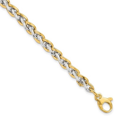 Black Bow Jewelry 14k Two Tone Gold 5.5mm Polished Fancy Link Chain Bracelet, 7.5 Inch