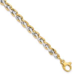 Black Bow Jewelry 14k Two Tone Gold 5.5mm Polished Fancy Link Chain Bracelet, 7.5 Inch - 1 of 4