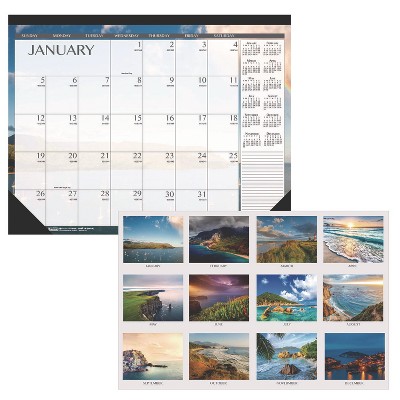 Recycled Earthscapes Desk Pad Calendar, Seascapes Photography, 22 x 17, Black Binding/Corners,12-Month (Jan to Dec): 2025