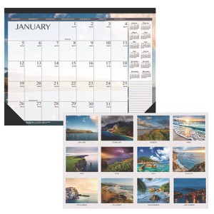 Recycled Earthscapes Desk Pad Calendar, Seascapes Photography, 22 x 17, Black Binding/Corners,12-Month (Jan to Dec): 2024