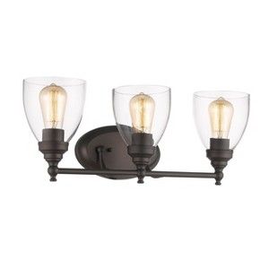 Chloe Lighting Elissa Transitional 3 Light Rubbed Bronze Bath Vanity Light Clear Glass 23" Wide - 1 of 4