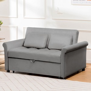 COMHOMA 55" Convertible Sleeper Sofa Bed, 3-in-1 Pull Out Couch Bed with Adjustable Backrest and Pillows for Living Room, Guest Room & Small Spaces - 1 of 4