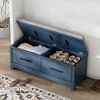 Shoe Storage Bench with Removable Cushion, Entryway Bench with Lift Top Storage, Upholstered Shoe Cabinet for Hallway Bedroom Living Room - 2 of 4