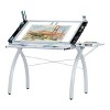 Futura Craft Station with Folding Shelf-White/Clear Glass - 2 of 4