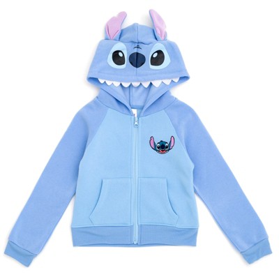 Disney Lilo & Stitch Little Girls French Terry Zip Up Cosplay Hoodie Blue 4