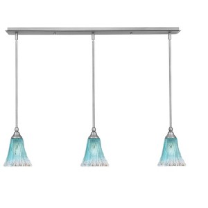 Toltec Lighting Any 3 - Light Chandelier in  Brushed Nickel with 5.5" Fluted Teal Crystal  Shade - 1 of 1