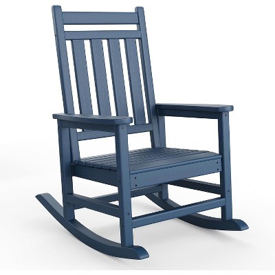 Outdoor Adirondack Rocking Chair, All Weather HDPE Fire Pit Chair with Wide Back, 380LB Weight Capacity Outdoor Lounger Rocking Fire Pit Chair