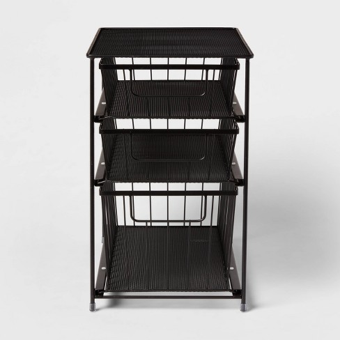 Two Tiered Slide Out Organizer Black - Brightroom™