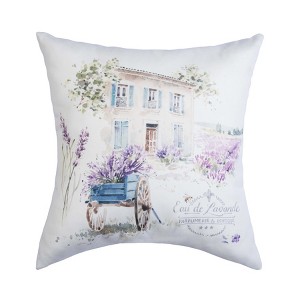 C&F Home Lavender Wagon Field Village Eau de Lavande Graphic Print Throw Indoor/Outdoor Accent Pillow, 18" x 18" - 1 of 3