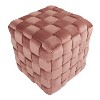 Square Braided 16in Ottoman in Blush Pink Velvet by LumiSource - 3 of 4