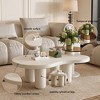 NicBex Set of 2 Cream White Modern Nesting Coffee Tables for Living Room,2 in 1 Irregular Tea Table with Glass Top,Living Room Furniture - 4 of 4