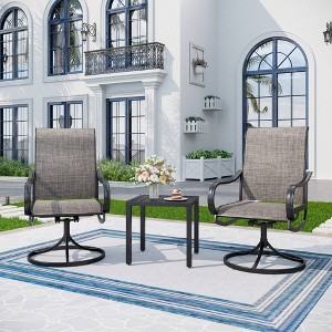 3pc Patio Dining Set with Square Steel Table & 360 Swivel Arm Chairs - Captiva Designs: Weather-Resistant Outdoor Furniture - 1 of 4