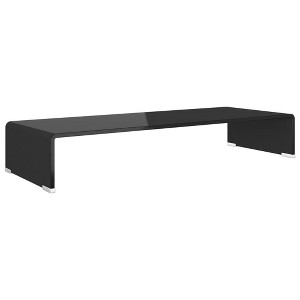 vidaXL Black Tempered Glass TV Stand - Versatile TV Shelf and Monitor Riser with Additional Storage for Multimedia Devices - 1 of 4