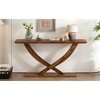 Modern Rustic Console Table with Cross-Leg Design, MDF & Acacia, Sturdy & Spacious for Living Room or Bedroom - 4 of 4
