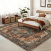 Vintage Washable Floral Medallion Large Rugs for Bedroom Living Room, Non Slip Retro Accent Floor Carpet for Home Office - 4 of 4