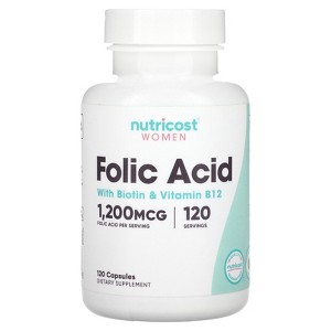 Nutricost Women, Folic Acid with Biotin & Vitamin B12, 120 Capsules - 1 of 2