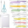 Knife Set with Kitchen Cutting Board, 30 Piece Colour Coding Stainless Steel Boxed Knives Set with Kitchen Shears, 14 Knives with 14 Blade Covers - 2 of 4