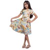 24seven Comfort Apparel Girls Yellow Print Knee Length Short Sleeve Flowy Dress - 2 of 4