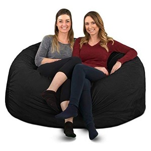 Ultimate Sack 5 Foot Memory Foam Filled Machine Washable Fur Covered Bean Bag Chair with Zipper, Double Stitching, and Durable Inner Liner, Charcoal - 1 of 4