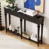 Entryway Table with 4 Drawers Retro Console Table with Open Shelf for Entryways Black - 2 of 4