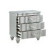 Vynxaria Traditional Style 3-Drawer Nightstand - Silver, Wooden Construction, Metal Drawer Pulls, Bedside Storage - 2 of 4