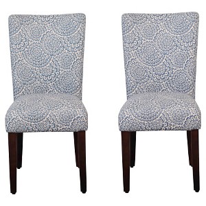 Parson Dining Chair Wood/Periwinkle - Floral (Set of 2) - HomePop, Blue Beige