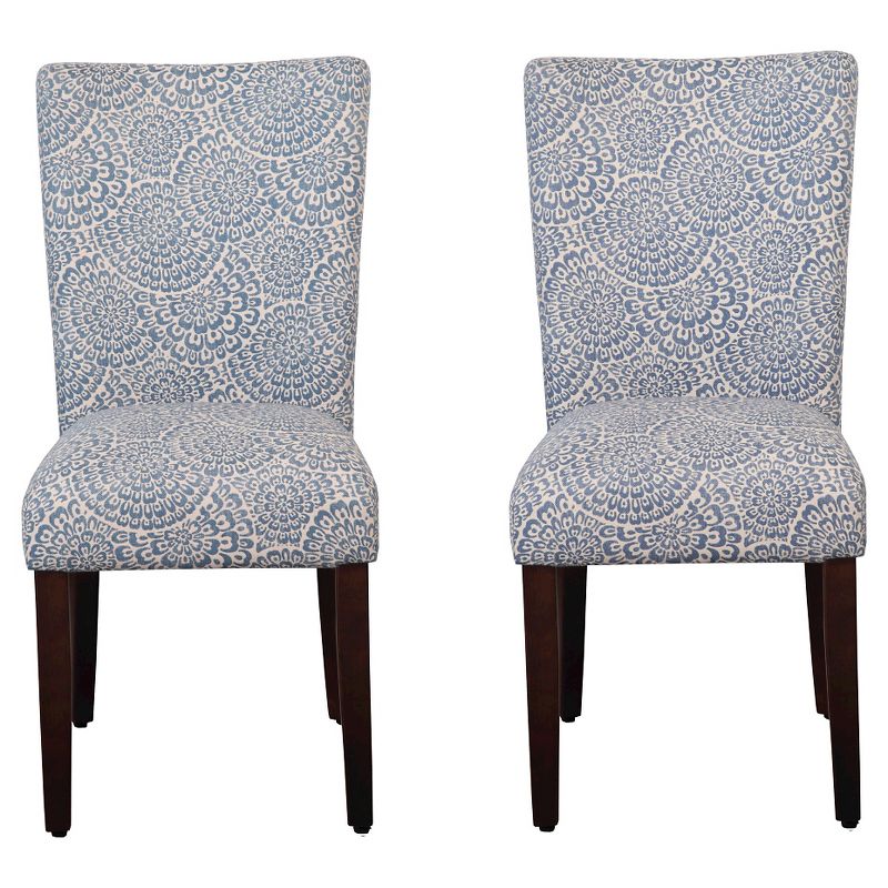 Set of 2 Parson Dining Chair Wood/Periwinkle - Floral - HomePop, 1 of 7