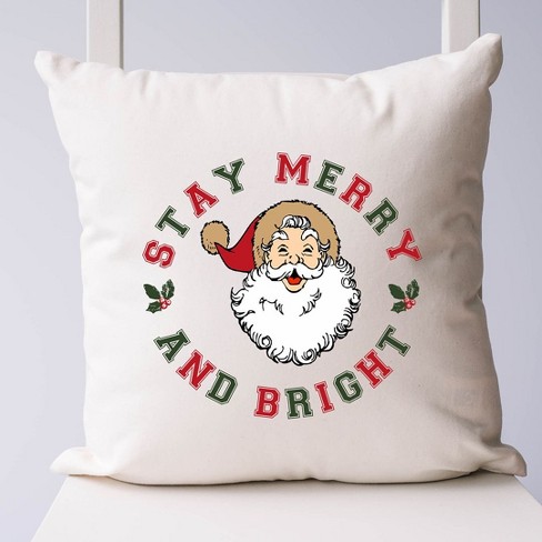 City Creek Prints Stay Merry And Bright Circle Canvas Pillow Cover - Natural - image 1 of 2