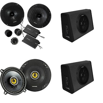 Kicker (2) 11PT250 Powered Sub Enclosure & 46CSS654 6.5" Component, 46CSC54 5.25" Bundle