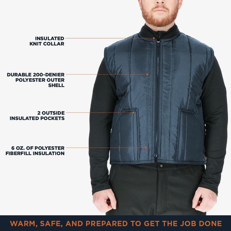 RefrigiWear Men's Econo-Tuff Warm Lightweight Fiberfill Insulated Workwear Vest, 3 of 7