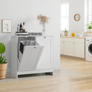 Tilted Laundry Hamper with Removable Basket, Hidden Laundry Hamper, Bathroom Laundry Hamper Storage Cabinet - 1 of 4