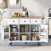 Rolling Kitchen Island Cabinet on Wheels, Kitchen Storage Cart, Mobile Storage Cart with Wood Top for Kitchen or Dining Room-The Pop Home - 2 of 4