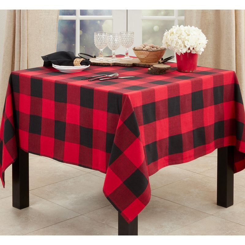 Saro Lifestyle Classic Buffalo Plaid Check Design Cotton Tablecloth, 4 of 5