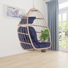 CAVINAS Hanging Egg Swing Chair,Brown Rattan Patio Swing with Cushion for Indoor Outdoor Porch Courtyard - 2 of 4